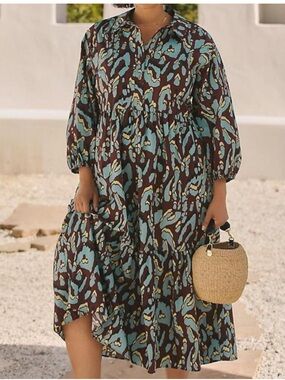 Anthropologie The Bettina Tiered Shirt Dress 1X